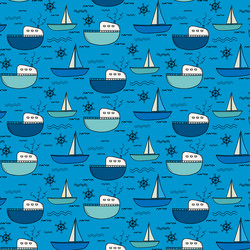 Hand drawn fishing boat pattern background vector