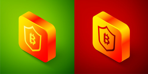Isometric shield with bitcoin icon isolated vector