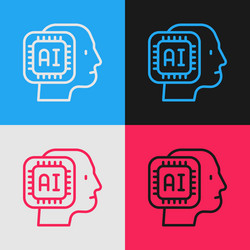 pop art line humanoid robot icon isolated on color vector image