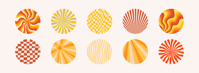 round shape stickers with funny groovy patterns vector image