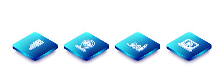 set isometric line temperature and humidity sensor vector image