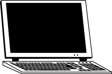 Computer and keyboard device isolated in black vector