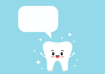 Happy tooth with sparcles icon speech bubble vector