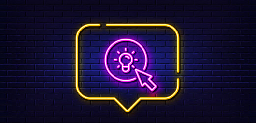 idea lamp line icon mouse cursor sign neon light vector image