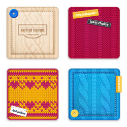 Knitted patterns realistic samples set vector