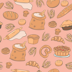 Seamless pattern bakery products graphics vector