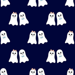 Seamless pattern with cartoon ghost vector