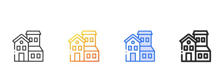 semi detached iconthin linear gradient blue vector image