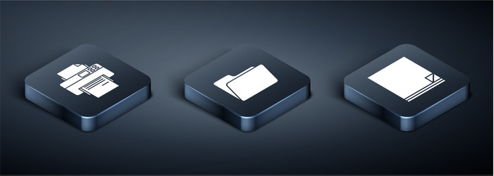 set isometric printer file document vector image