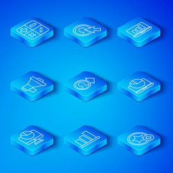 Set line computer monitor with graph chart job vector