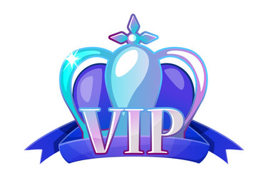 vip badge with crown and ribbon vector