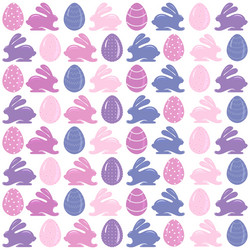 easter pattern with eggs and rabbit vector image
