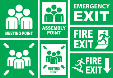 Emergency and fire exit icons Royalty Free Vector Image