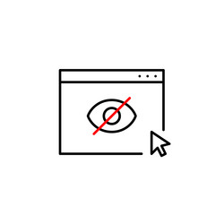 icon of web page with mouse click and crossed-out vector image