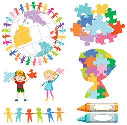 Jigsaw puzzle colourful in different forms vector