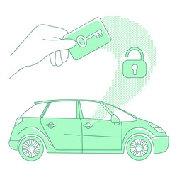 keycard and keyless lock car access thin line vector