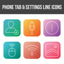 unique phone tab and settings icon set vector image