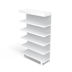 3d empty showcase display with retail shelves vector