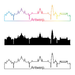 antwerp skyline linear style with rainbow vector image