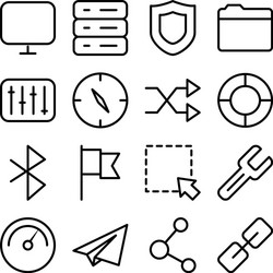 compass and ui or ux icon set line style vector image