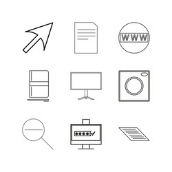 design elements linear icon set simple outline vector image