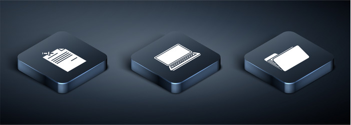 set isometric note paper with pinned pushbutton vector image