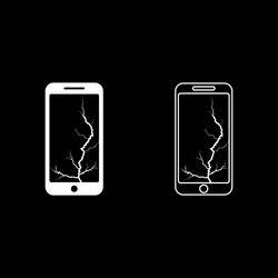 Smartphone with crack on display broken modern vector