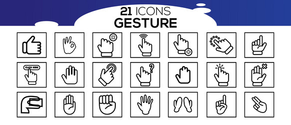 touch screen gestures icons in thin line style vector image