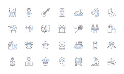 customer service line icons collection vector