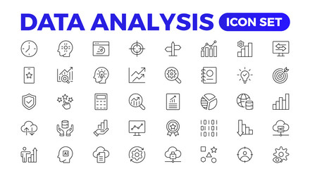 data analytics icon set big analysis vector image