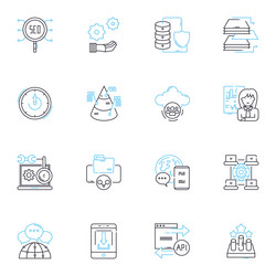 data mining linear icons set clustering vector
