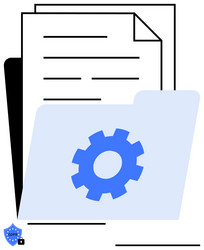 document management folder with gear and security vector image