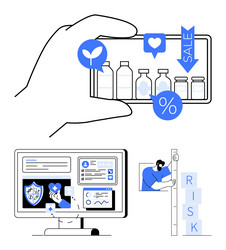 e-commerce product browsing with analytics vector image