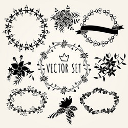 Hand drawn set vintage style design elements vector