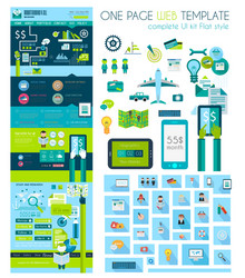 one page website flat ui design template vector image