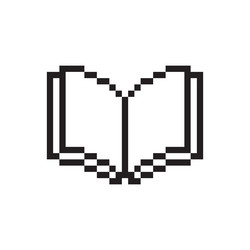 pixel reading icon minimal open shape retro black vector image