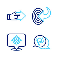 set line flag target and hand with pointing vector image