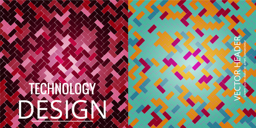 set of geometric pattern abstract background vector image