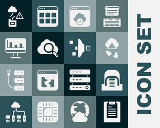 set server data report hangar with servers vector image