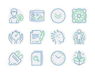 Technology icons set included icon as scroll down vector