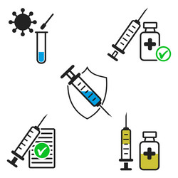 vaccine icon set step by symbol vector