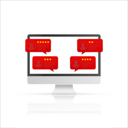 computer with customer review rating messages vector image