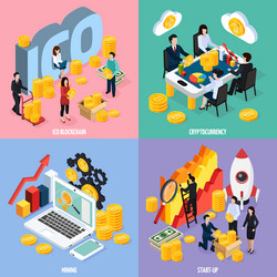Ico blockchain isometric design concept vector