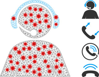 polygonal network call center operator pictograph vector image