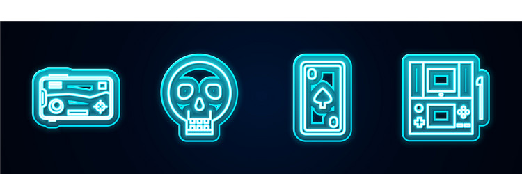 set line mobile and playing in game skull vector image