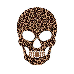 skull silhouette with a leopard print pattern vector image