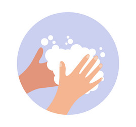 washing hand with soap foam hygiene cartoon vector