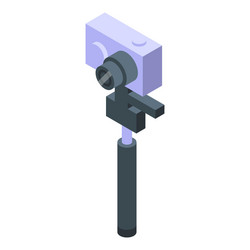 action camera is streaming video using selfie vector image