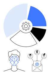 data analysis with facial recognition and digital vector image