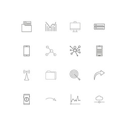 network and database simple linear icons set vector image